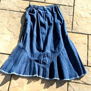 Chico's long flaire blue den im skirt 1 M/L